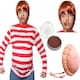 image 1 of Greedy Golden Ticket Winner Costume, Facepaint, Wig & Belly Red | S