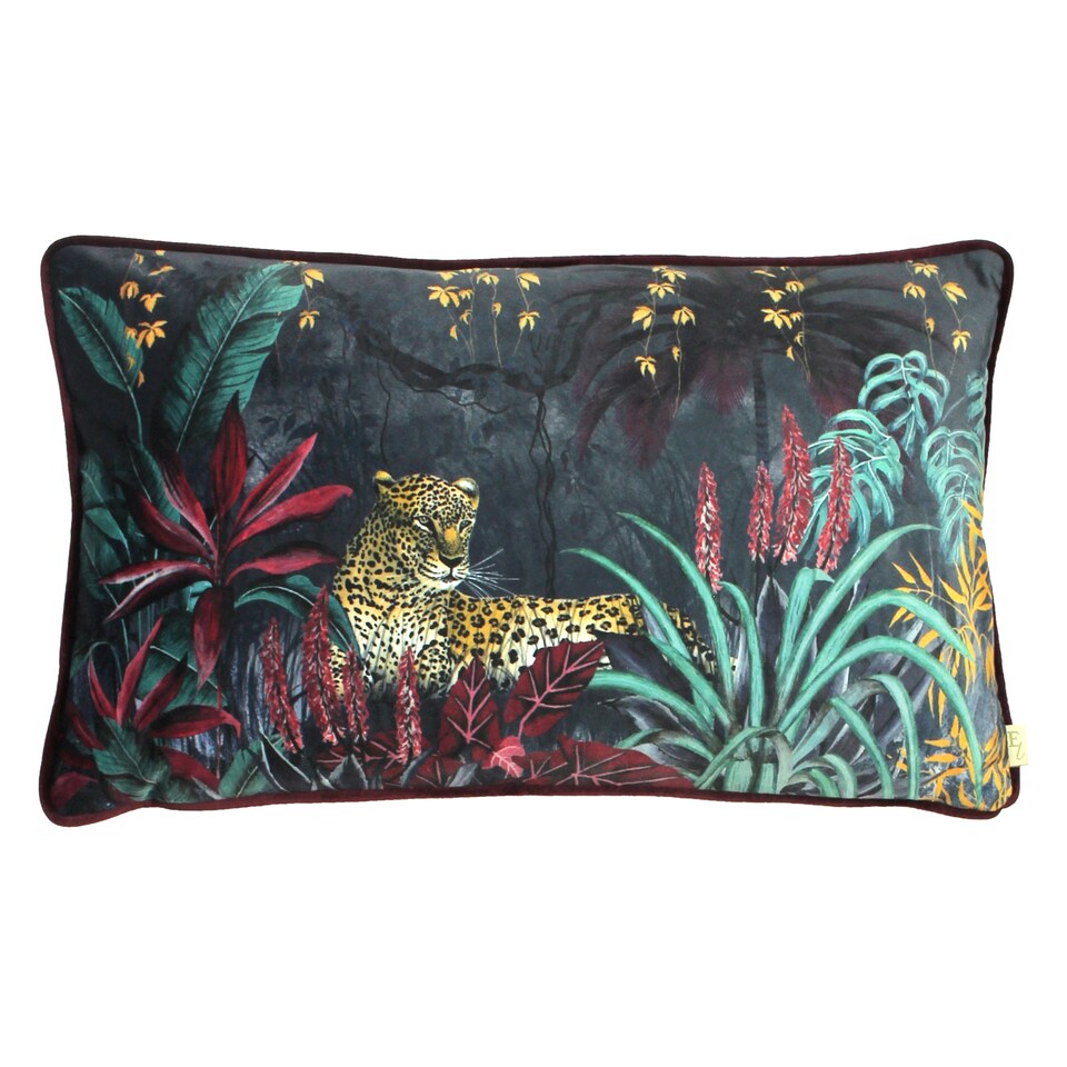 image 1 of Evans Lichfield Zinara Leopard Rectangular Cushion, Multicolour, 30 x 50cm