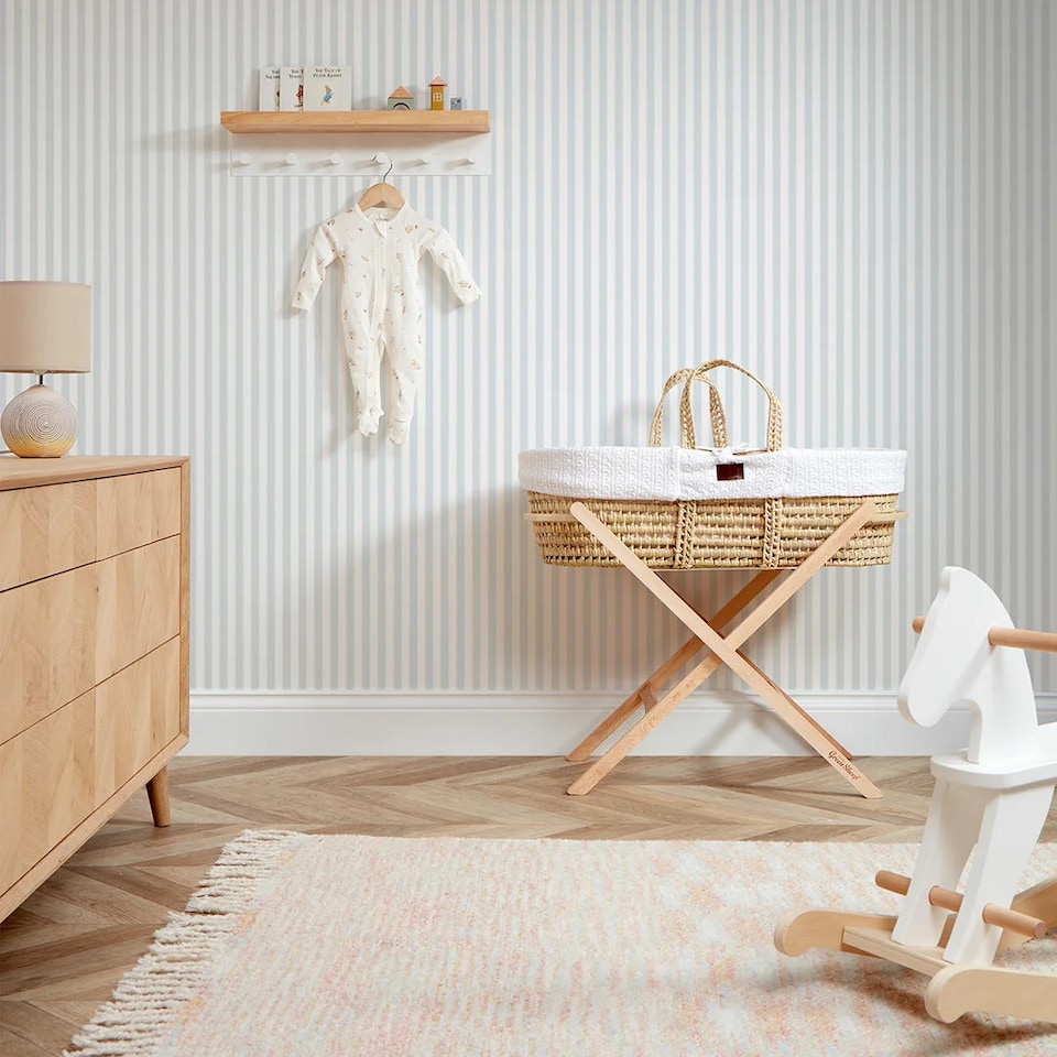 image 1 of Classic Stripe Wallpaper in Powder Blue | Blue | Powder Blue | 50cm x 10m