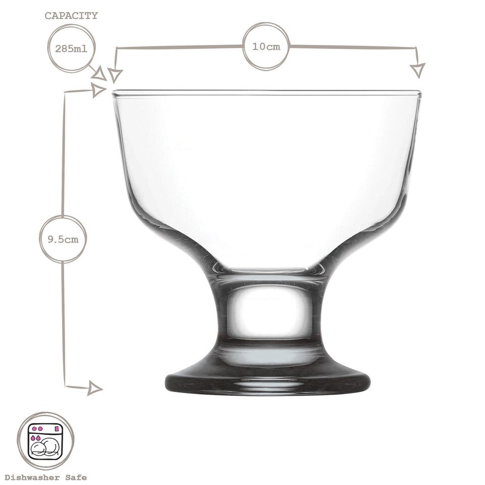 image 1 of LAV Destina Glass Ice Cream Bowls - 285ml - Pack of 6 | Clear | Clear