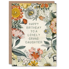 Flower Bouquet Peony Daisies Sunflowers Granddaughter Birthday Card