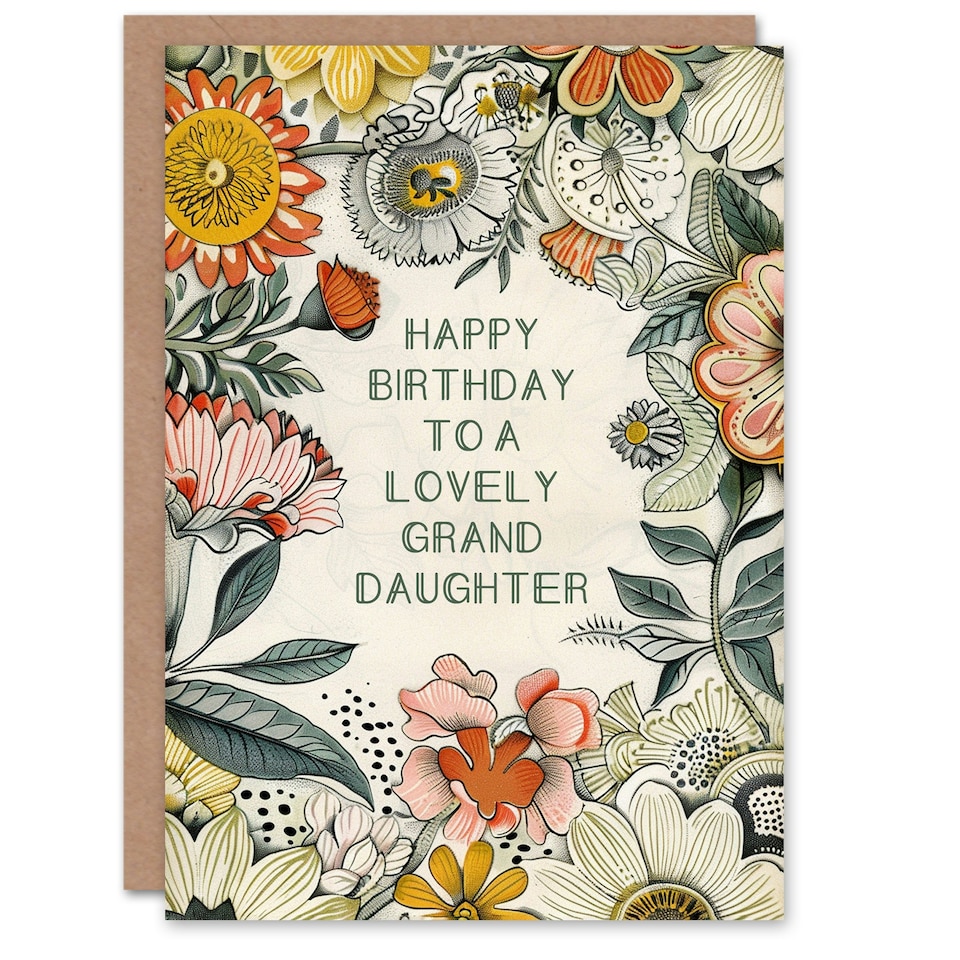 image 1 of Flower Bouquet Peony Daisies Sunflowers Granddaughter Birthday Card