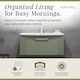 image 2 of Balterley Partial Fluted 1 Drawer Wall Hung Vanity Unit with 1 Tap Hole Curved Basin | Green | Satin Green