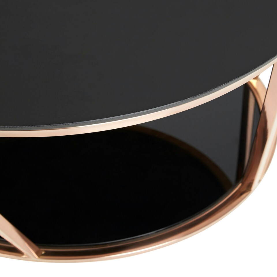 image 1 of Interiors By Premier Durable Round Rose Gold Finish Side Table, Side Table For Livingroom, Tempered Glass Modern Side Table Multi