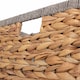 image 3 of Small Square Water Hyacinth With Grey Rope Border Storage Basket | Brown | Brown