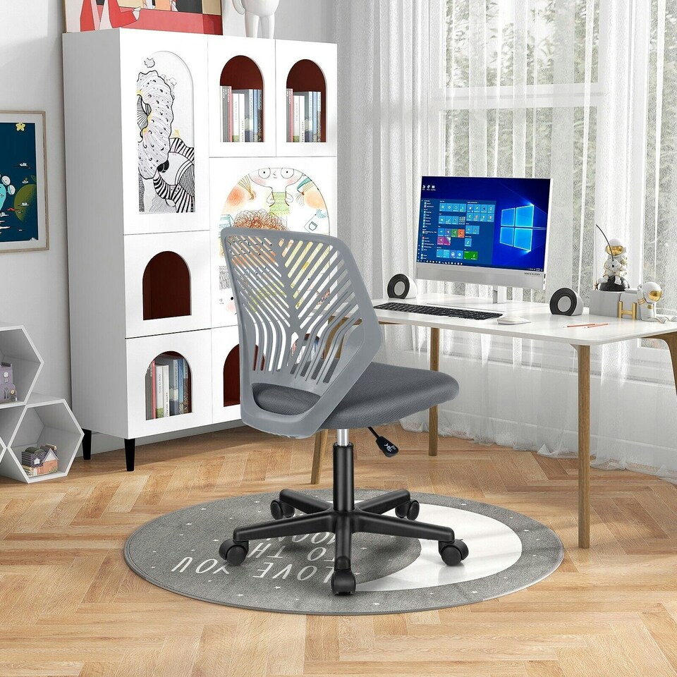 image 1 of COSTWAY Ergonomic Kids Desk Chair Mesh Computer Study Chair Grey Grey
