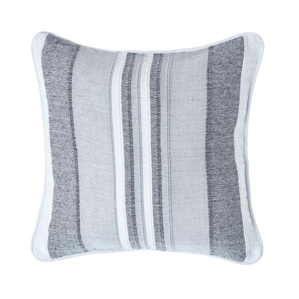 image 1 of Homescapes Cotton Striped Monochrome Cushion Cover Morocco - 60 x 60 cm | Grey | Monochrome | 60 x 60 cm