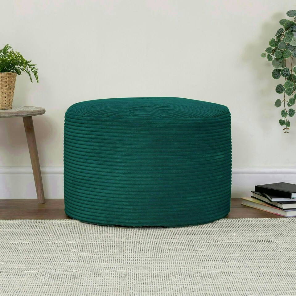 image 1 of icon Frankie Beanbag Footstool Corduroy Teal Green