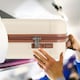 image 4 of Flight Knight Premium Lightweight Suitcase - Built-in Side Lock with USB Port - 8 Spinner Wheels - Hard Shell Carry On Or Check in Luggage 100 Airlines Approved Cream | Large
