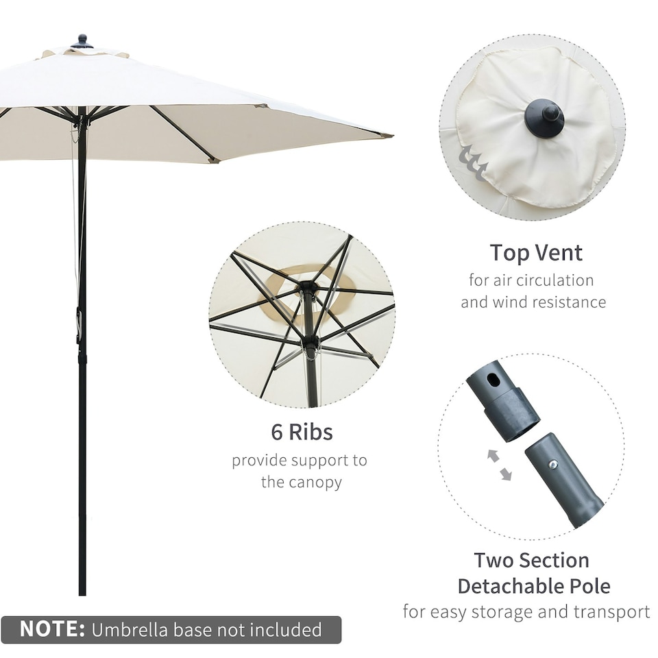 image 1 of Outsunny 2.8m Patio Umbrella Parasol Outdoor Table Umbrella 6 Ribs Off-White