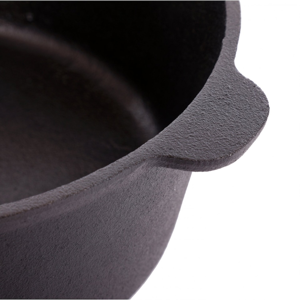 image 1 of 4L Cast Iron Non Stick Dutch Oven Casserole Dish Camping Cooker | Black