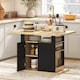 image 2 of HOMCOM Kitchen Island with Storage Cabinet and Spice Rack, Black & Natural