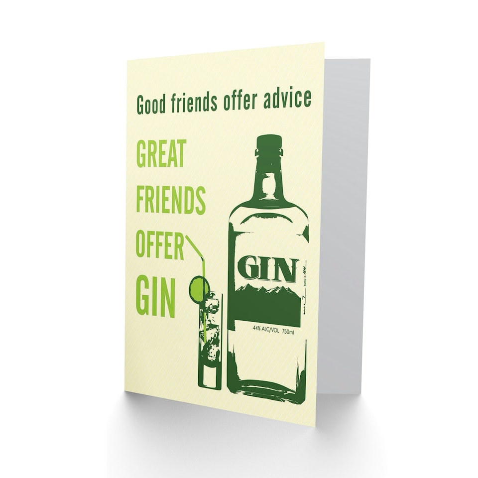 image 1 of Good Friends Offer Advice Joke Gin Best Friend Funny Birthday Card