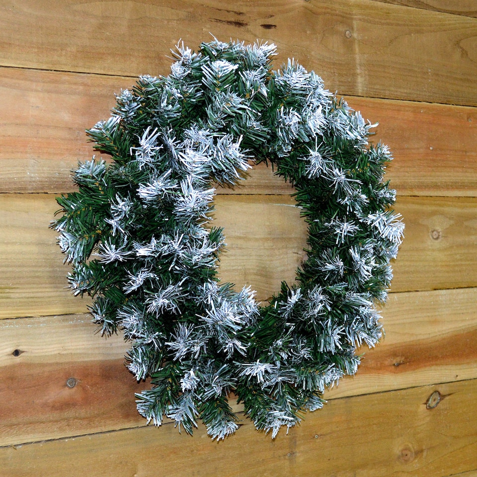 image 1 of 55cm Premier Christmas Snow Tipped Green Pine PVC Door Wreath
