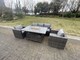 image 1 of Fimous 5 Seater Outdoor PE Rattan Garden Furniture Gas Fire Pit Dining Table Lounge Sofa 2 PC Armchairs Dark Grey Mixed Patio