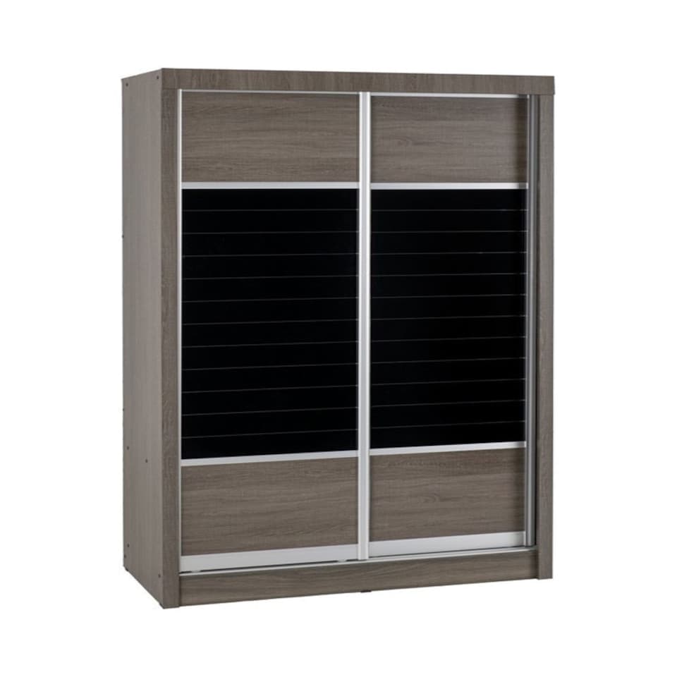 image 1 of Lisbon 2 Door Sliding Wardrobe - L56 x W117.5 x H187.5 cm - Black Wood Grain Black