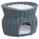 image 1 of PawHut 2-Tier Elevated Pet Cushion Bed Basket Willow Cat Tree House Condo Kennel