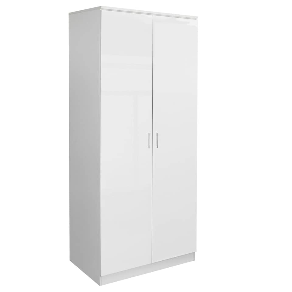 image 1 of Modern 2-Door Wardrobe, High Gloss Finish In White White