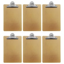 Pack of 6 Janrax Foolscap MDF Clipboard with Butterfly Clip (A4 Plus)