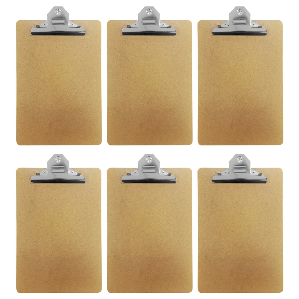 image 1 of Pack of 6 Janrax Foolscap MDF Clipboard with Butterfly Clip (A4 Plus)