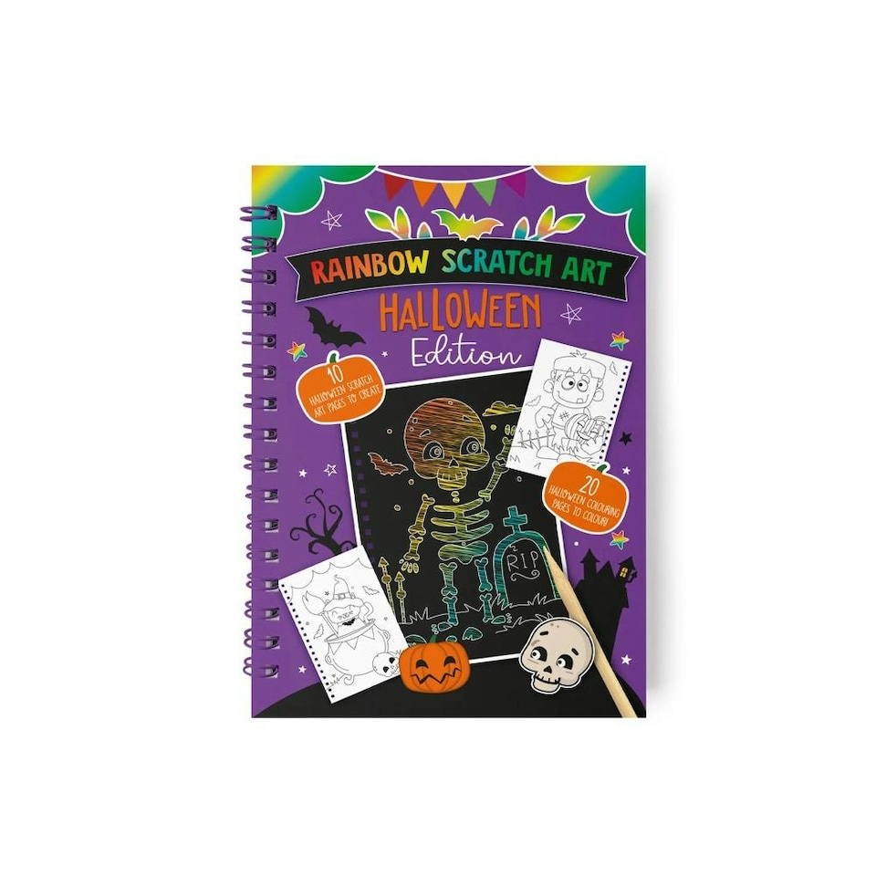 image 1 of Pack of 12 Halloween Rainbow Scratch Art and Colouring Books