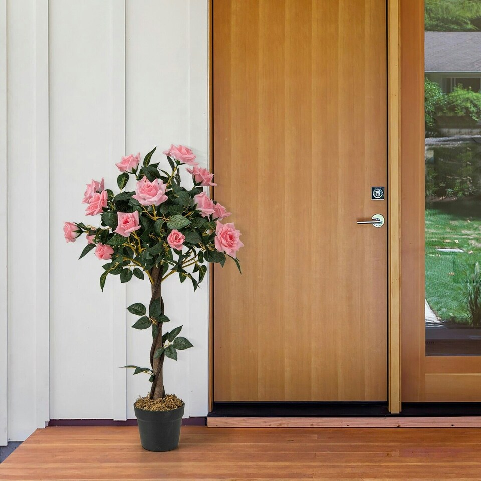 image 1 of COSTWAY 90CM Artificial Flower Tree Faux Potted Plant Green | One Size
