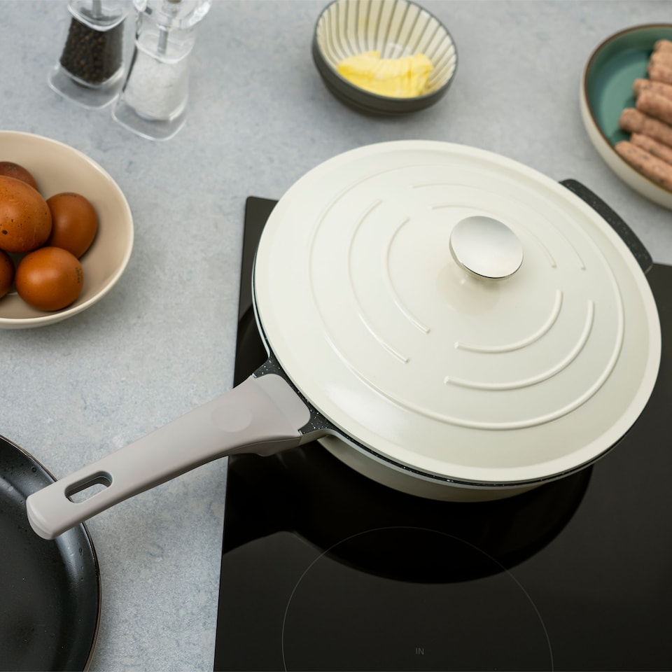 image 1 of Commichef All-In-One Pan, Cast Aluminium Pan with Lid, Cream, 32cm