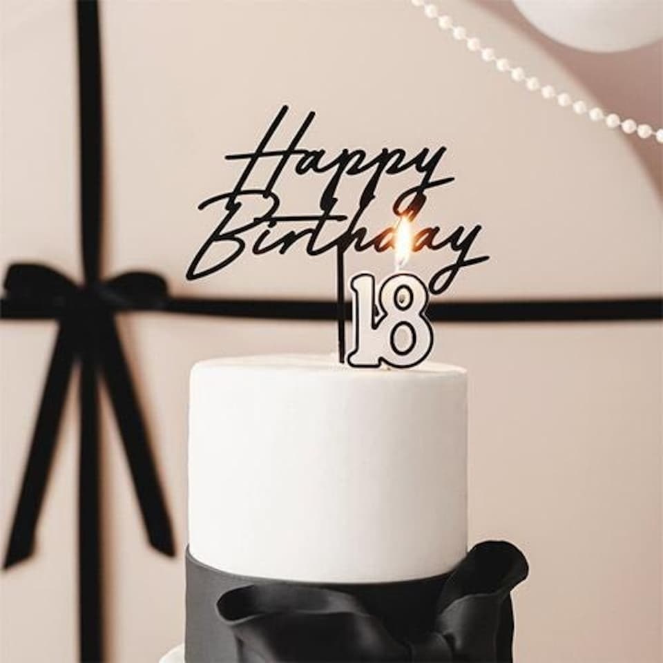 image 1 of Black & White 18th Birthday Elegant Milestone Candle 5.5cm | Black