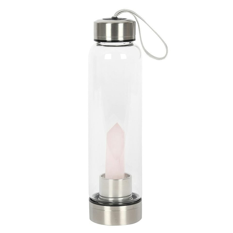 image 1 of Something Different Rose Quartz Glass Water Bottle - Transparent - One Size