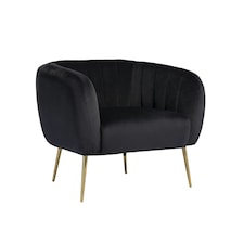 Matilda Velvet Fabric Accent Chair - Black