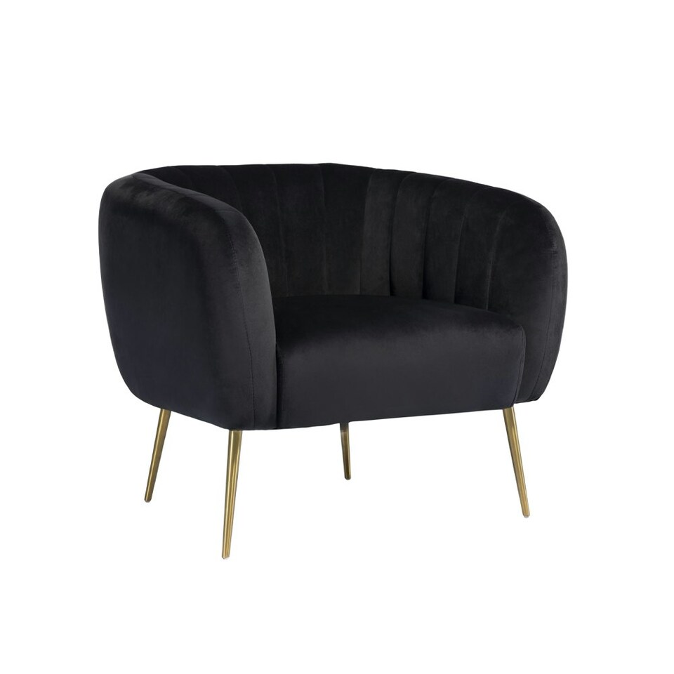 image 1 of Matilda Velvet Fabric Accent Chair - Black
