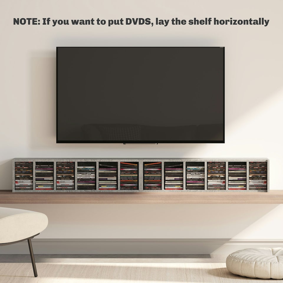 image 1 of HOMCOM Set of 2 CD Storage Units with Adjustable Shelves Cement Grey
