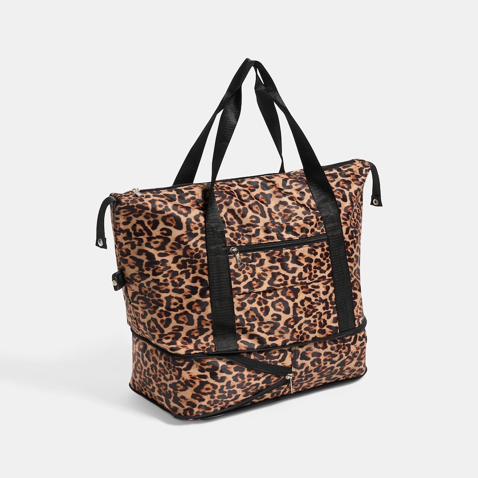 image 1 of OHS Leopard Weekend Travel Bag Expandable Cabin Gym Duffel