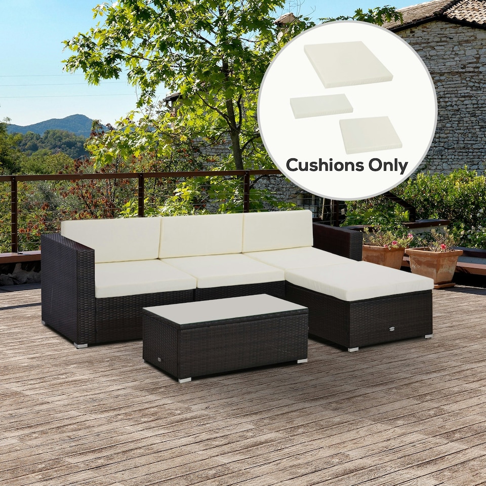 image 1 of Outsunny 3PCs Rattan Garden Seat Cushions Pads for Patio Furniture, Grey 