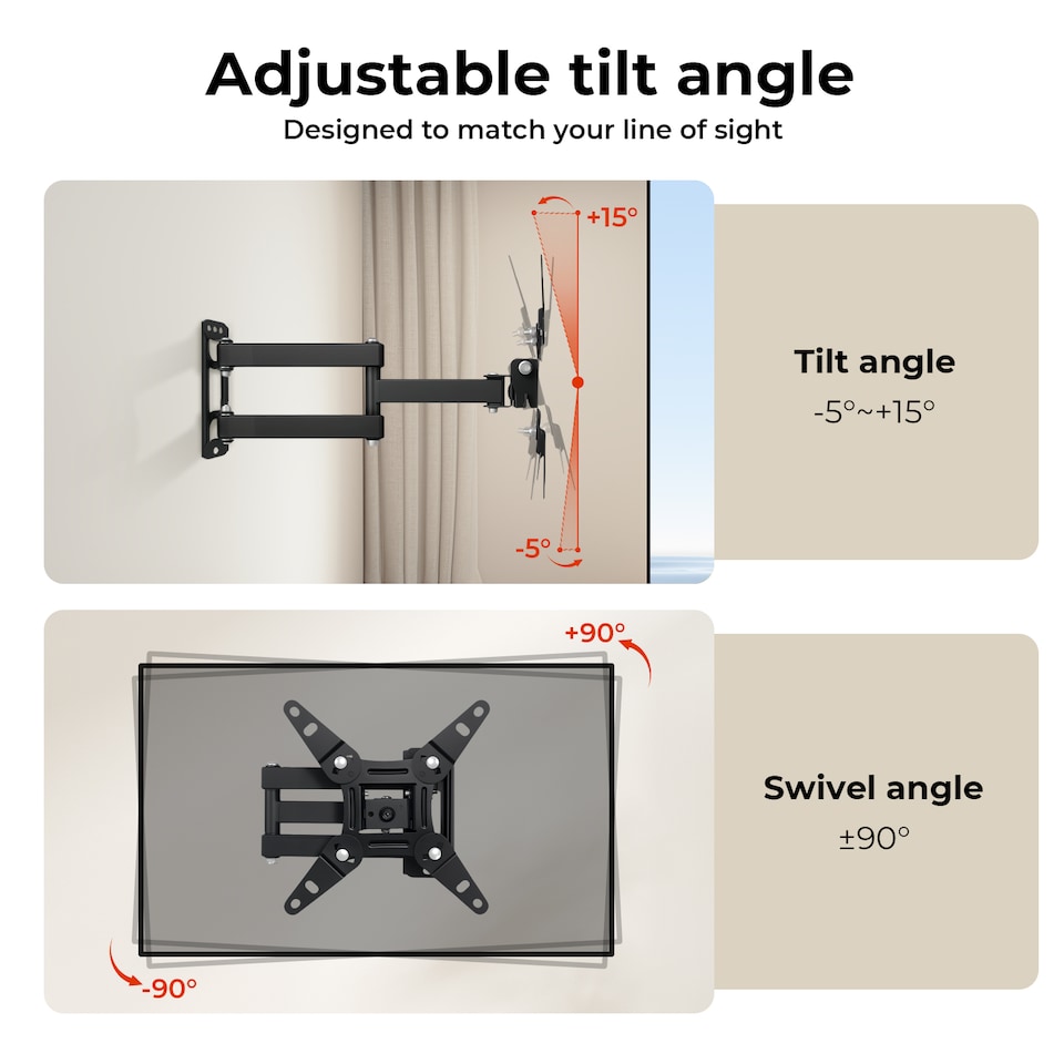 image 1 of Levede TV Wall Bracket Mount Tilt Swivel Arm for 16 to 43 Inch LED Screen