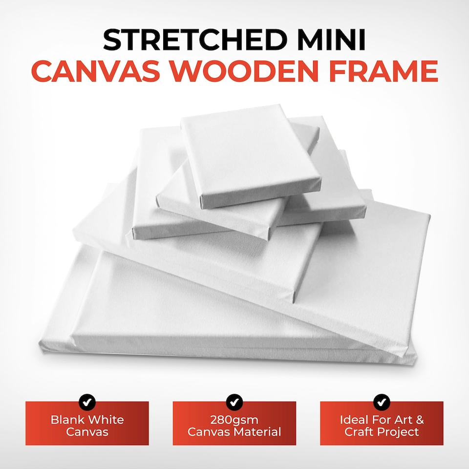 image 1 of Pack of 5 Stretched Mini Canvas Wooden Frames 280gsm 20x30cm