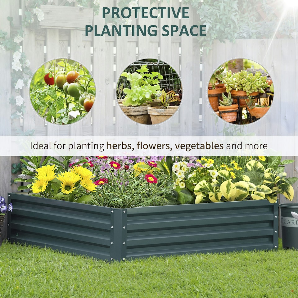 image 1 of Outsunny Raised Garden Bed Metal Patio Backyard Flower Vegetable Plant