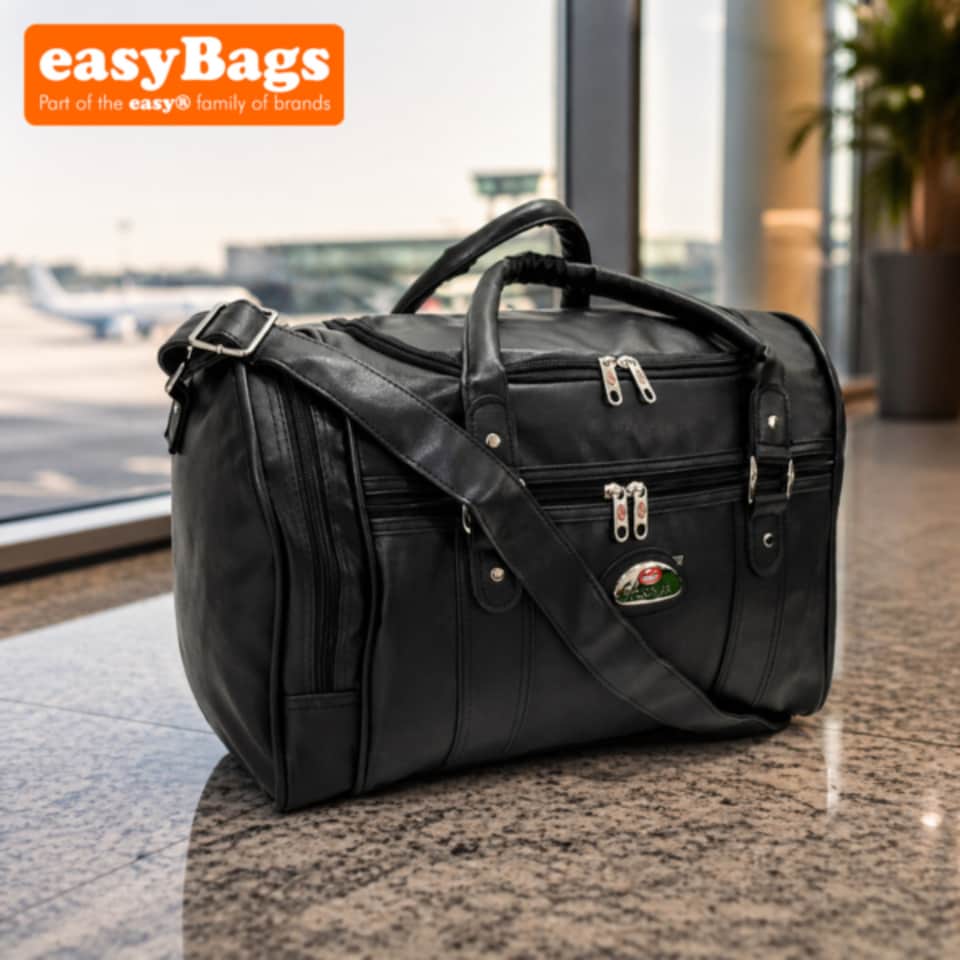image 1 of 16 Inch Pu Leather Luggage Duffel Travel Cabin Approved Holdall Gym Bag Case-29L
