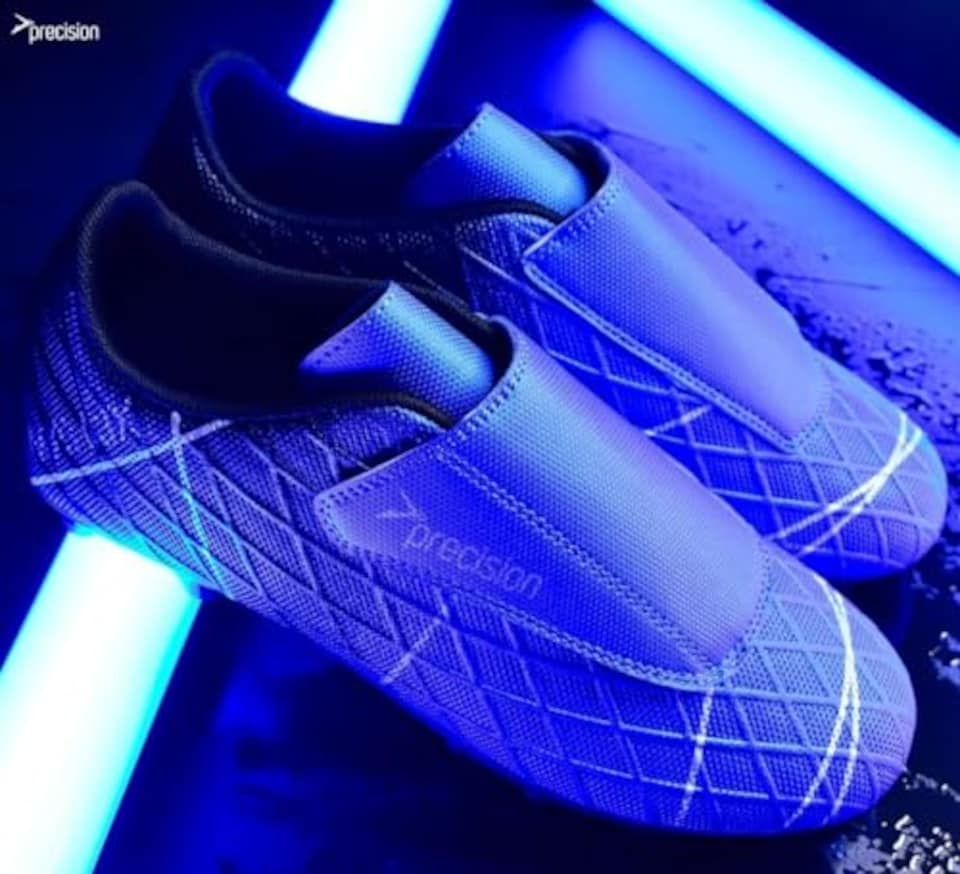 image 1 of Precision Matrix Firm Ground Football Boots, Kids Laceless Secure Fit, Comfortable, Durable, Ideal For Junior Footballers, Blue, Size 8 UK Child
