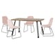 image 7 of Quebec Wave Edge Dining Set with Lukas Chairs - Medium Oak Effect - Black - Grey Velvet | Grey | 5