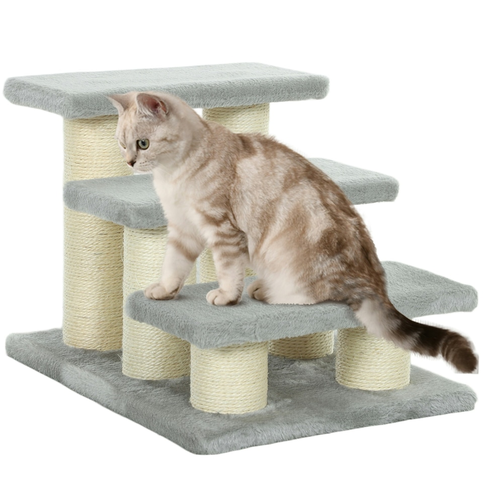 image 1 of PawHut Cat Steps 3 Stairs Deluxe Pet Portable Easy Climb Assistance Lightweight