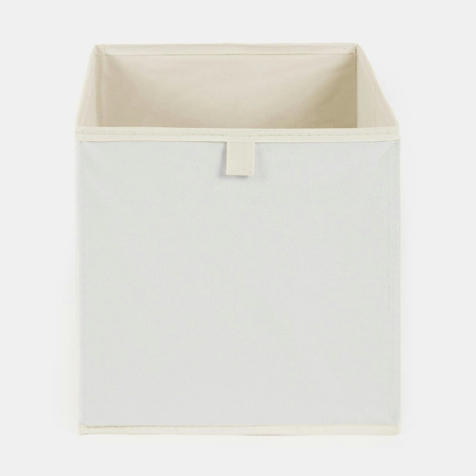 image 1 of OHS 2 Pack Folding Storage Cubes Soft Matte Velvet Collapsible Home Modern Storage Organiser Space Saving Square Ottoman Boxes Cream | Natural