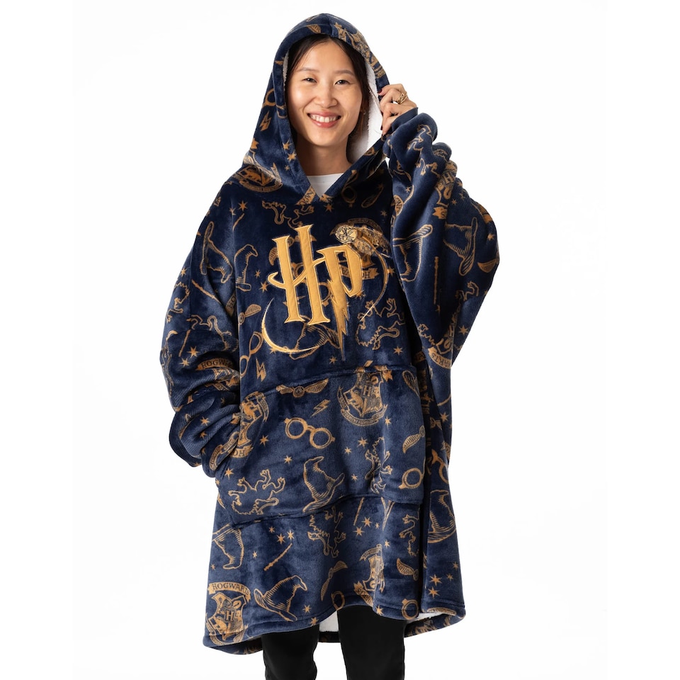 image 1 of Harry Potter Womens/Ladies Embroidered Logo Blanket Hoodie | Blue | Blue | One Size | 1