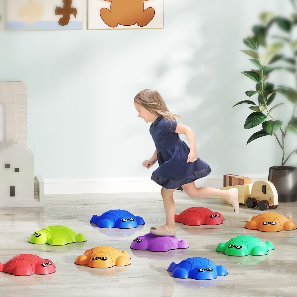 image 1 of AIYAPLAY 9PCs Kids Stepping Stones, Turtle-Shaped Stackable Balance Stones