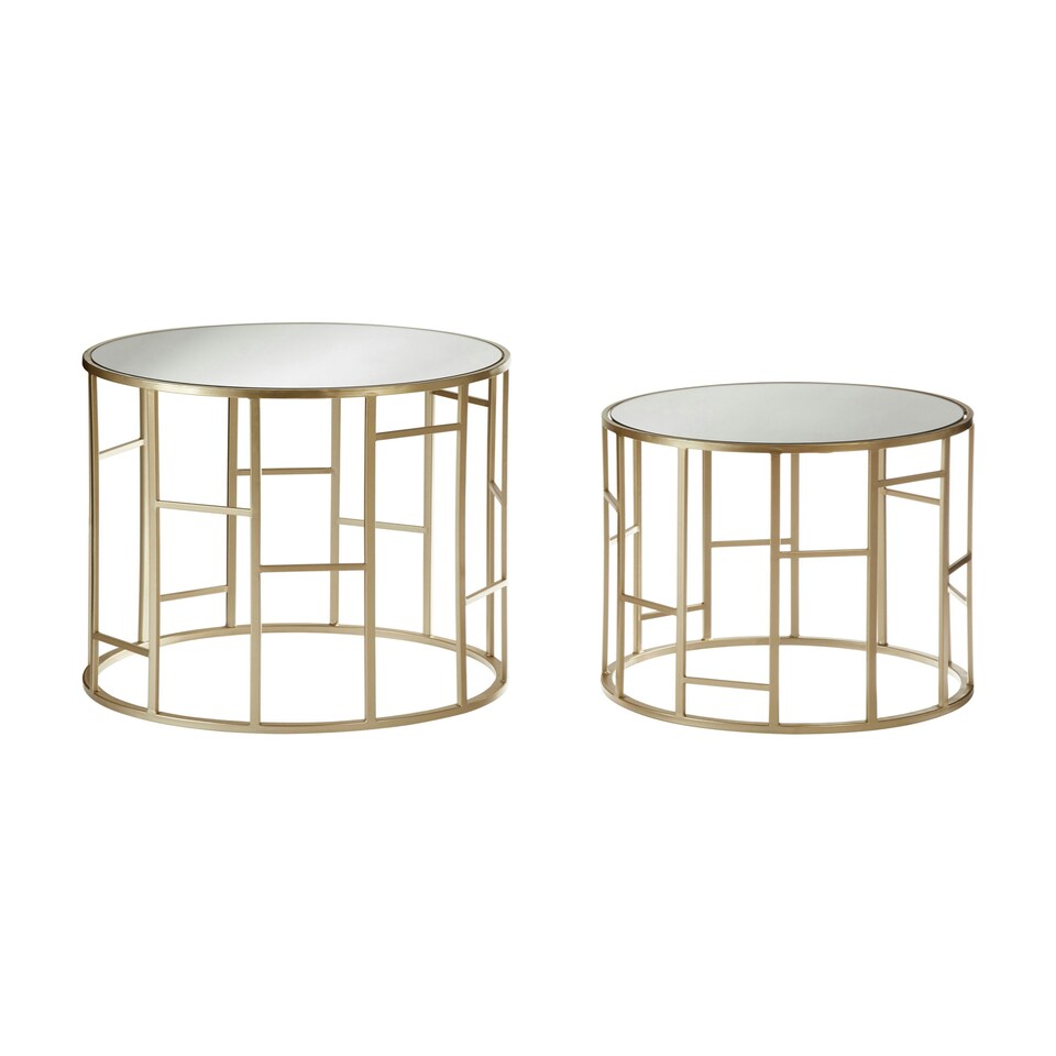 image 1 of Avantis Asymmetrical Frame Set Of 2 Tables Gold