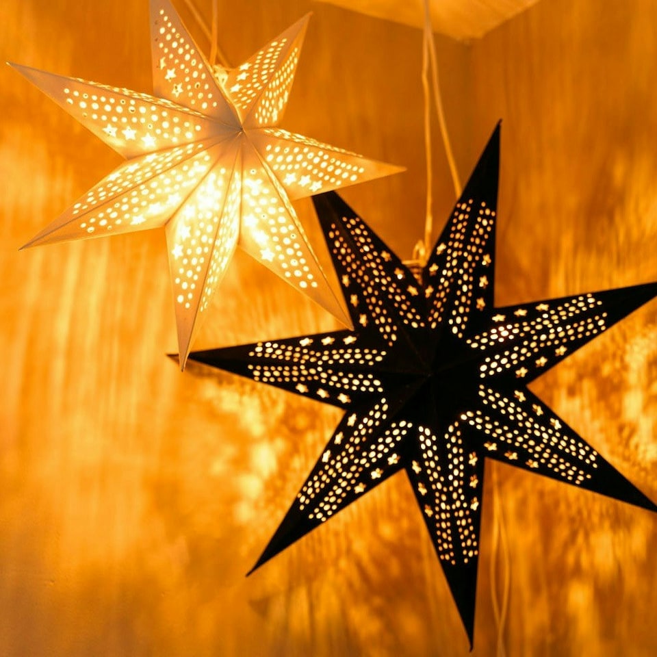 image 1 of ValueLights Plug In Christmas 45cm Xmas White Velvet Paper Star with LED Bulb
