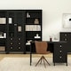 image 7 of Madrid China Cabinet 2 Glass Doors with 3 Drawers in Matt Black