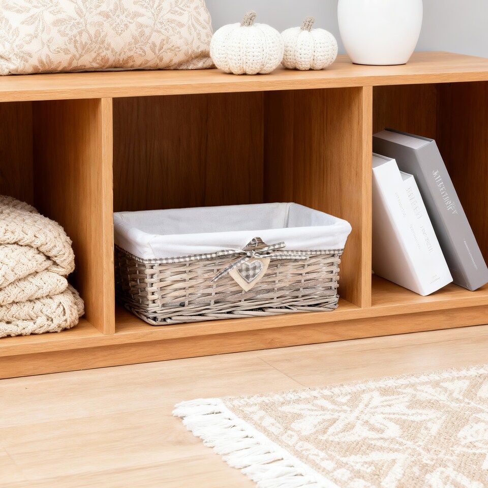 image 1 of Wickerfield Rectangular Wicker Storage Basket with Fabric Lining for Home Storage, Shelves & Gift Hampers