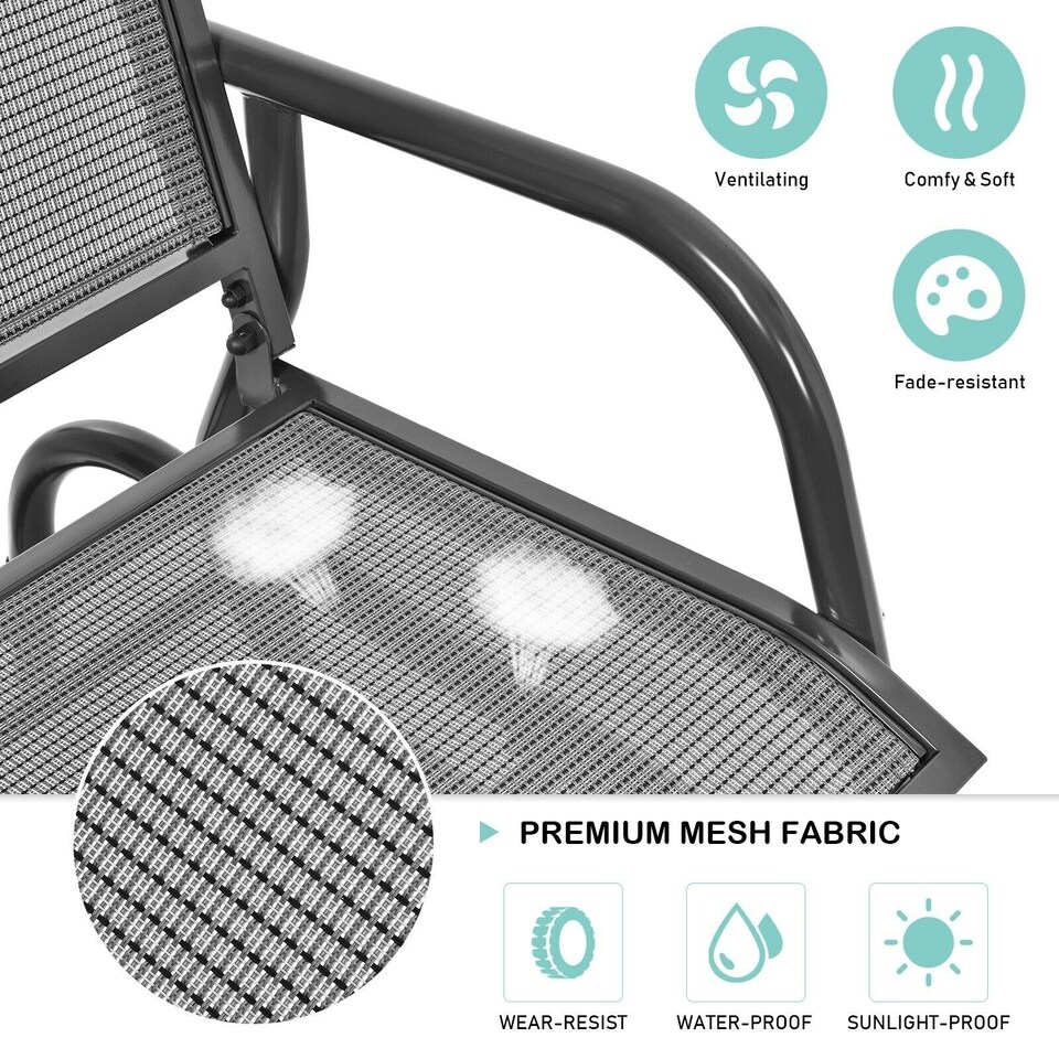 image 1 of COSTWAY Garden Glider Chair Swing Rocking Chair Grey Grey