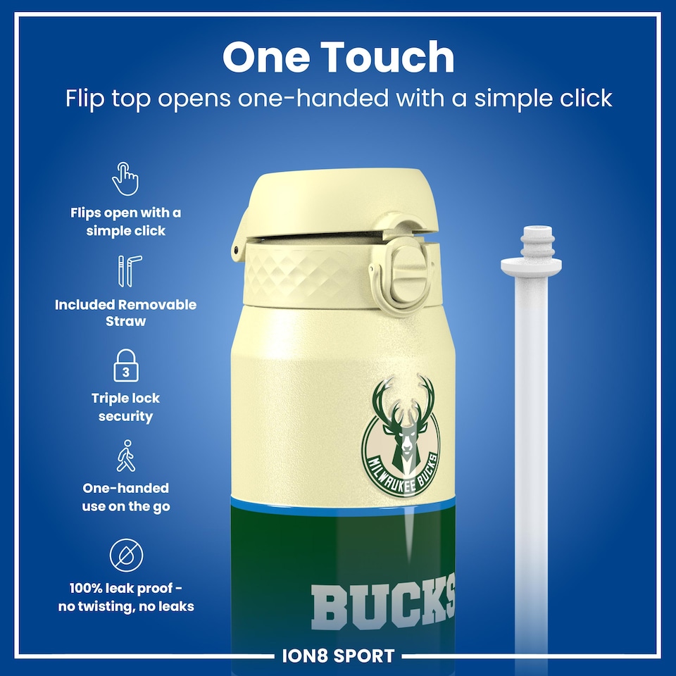 image 1 of NBA x Sport, Insulated Bottle, NBA Tricolor, 750ml (24oz) | Cream | NBA Tricolor Milwaukee Bucks | One Size